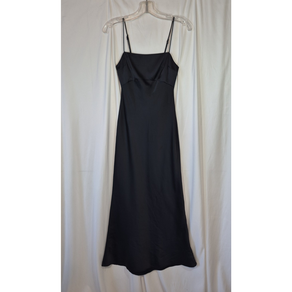 Abercombie & Fitch Open-Back Maxi Slip Dress Black XXSP - Picture 4 of 13
